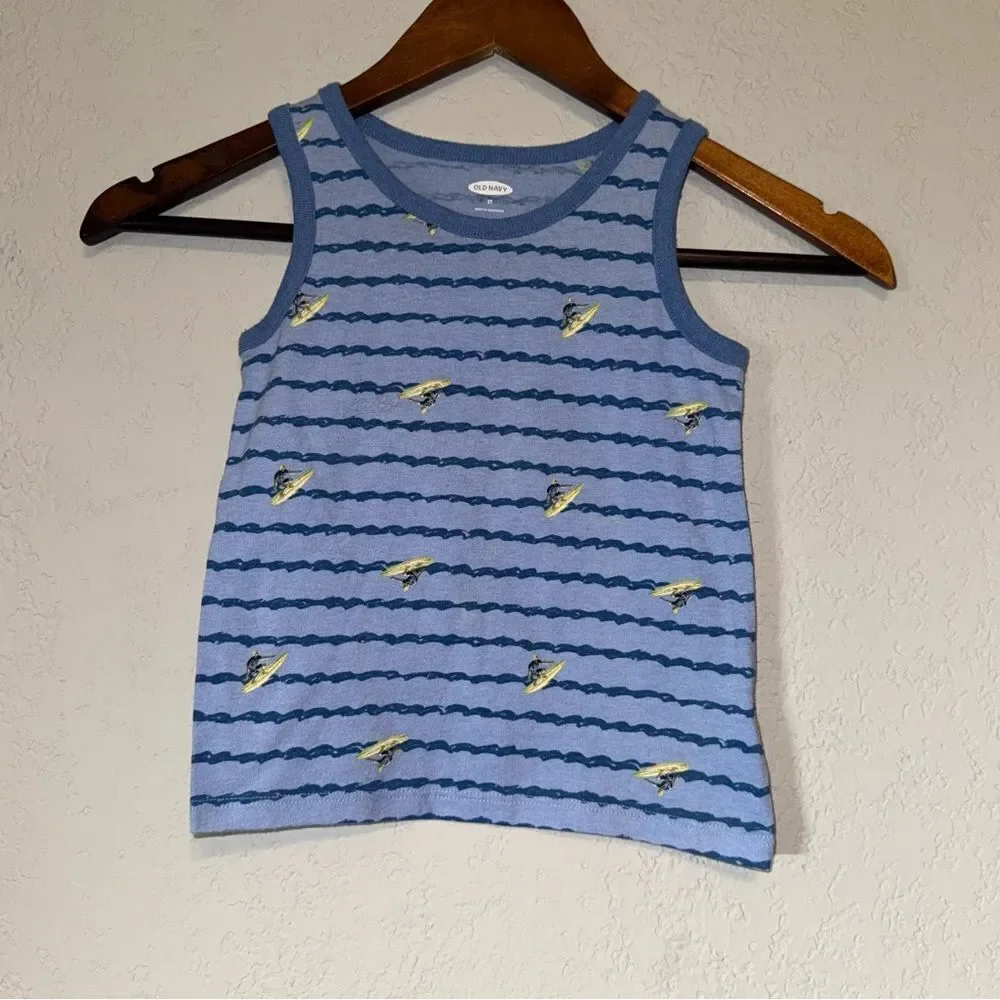 Kid's Old Navy Blue and Yellow Surfer Tank Top